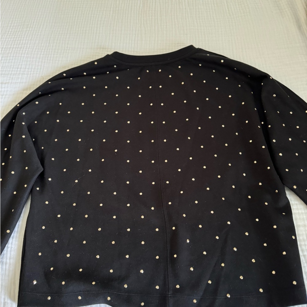 Tahari black sweatshirt with gold metallic beads size XS